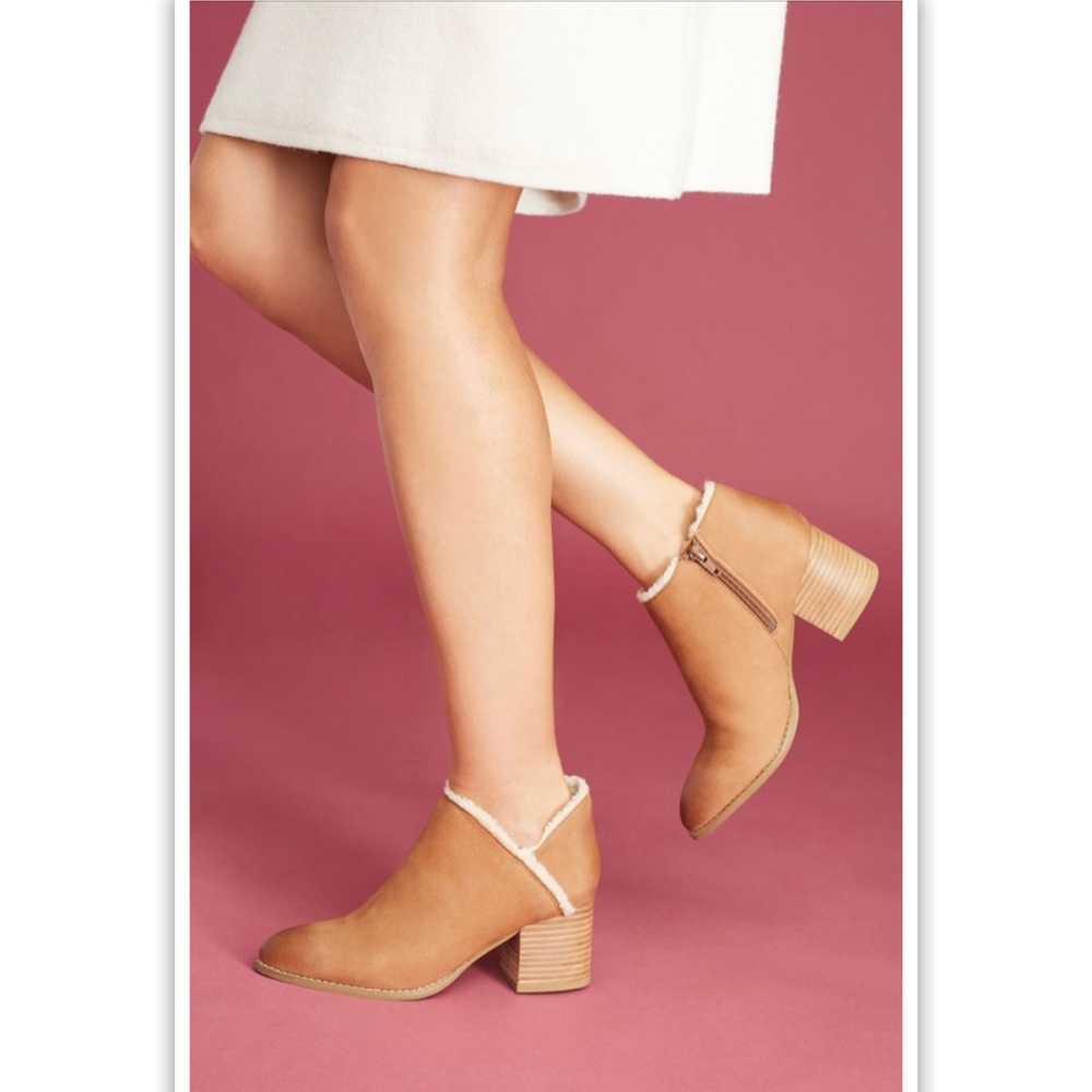 Anthropologie Seychelles Shearling-lined Booties in Cognac 7.5 NIB